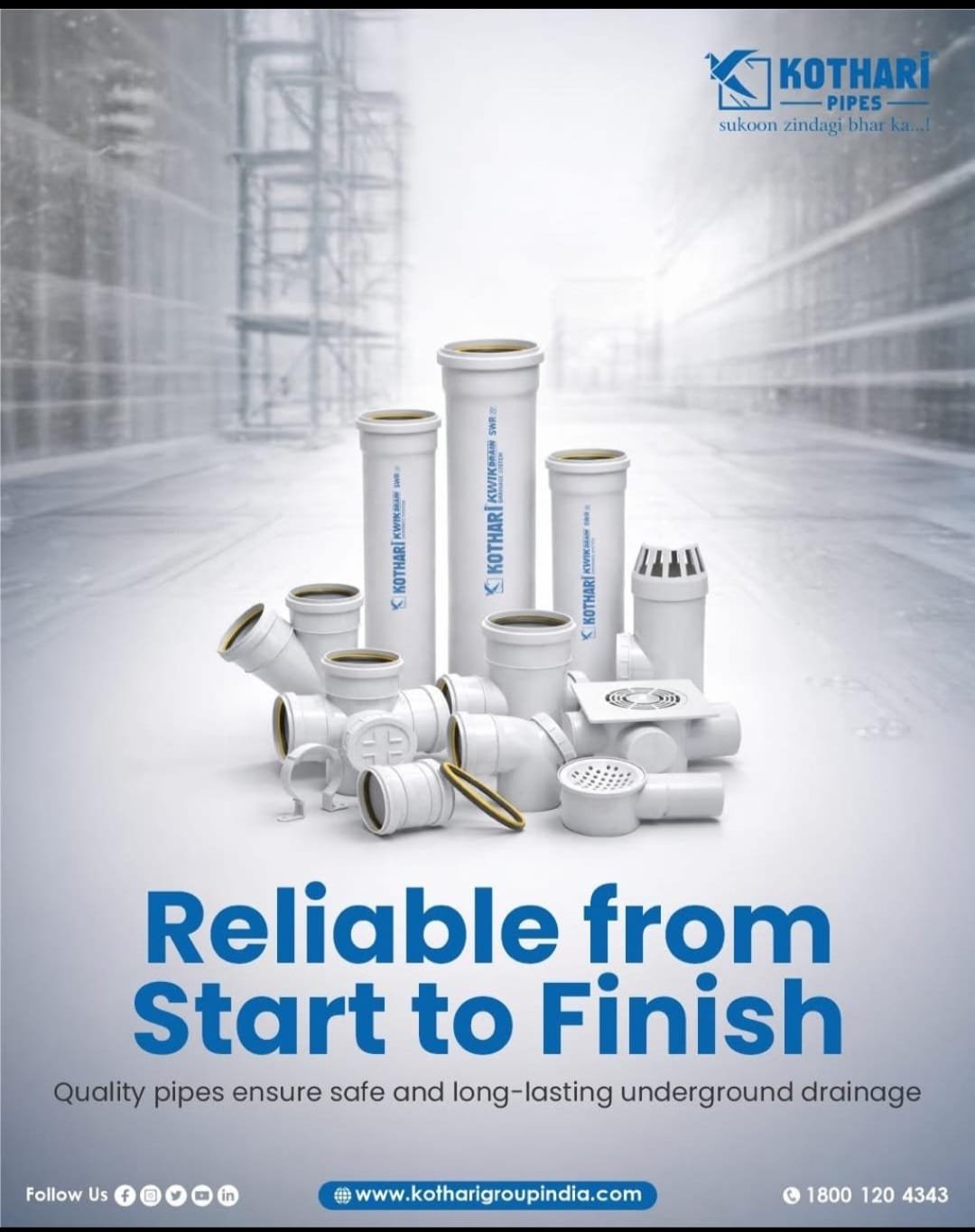 Kothari KWIKDRAIN SWR drainage system, promotional imagery